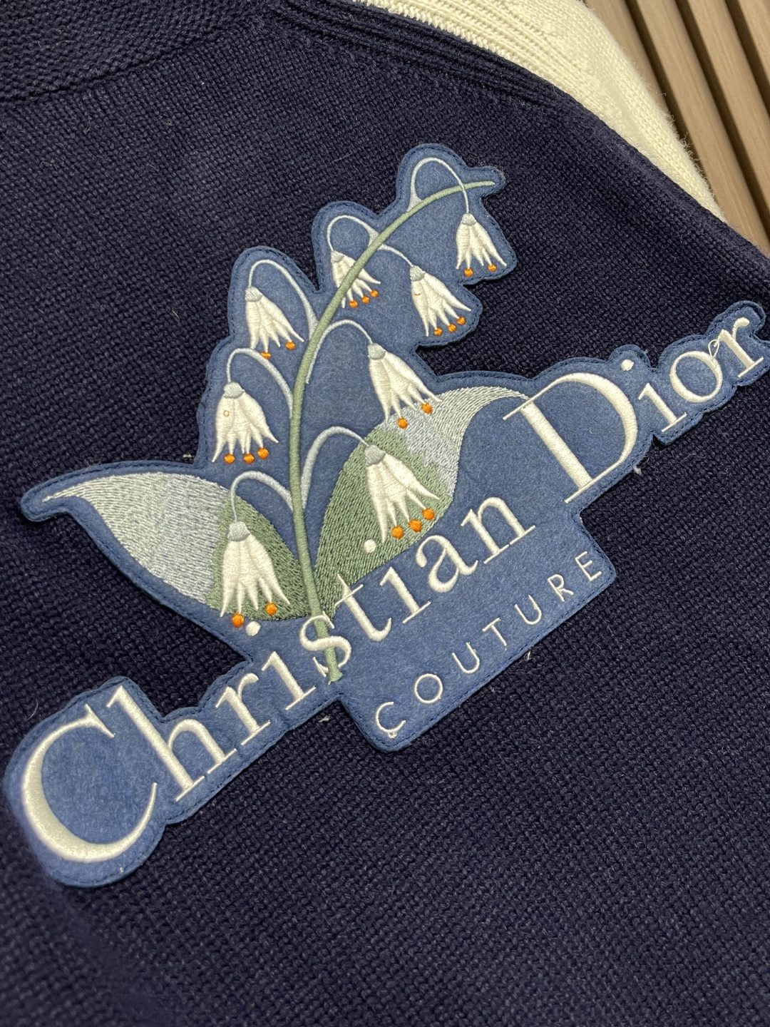 🛒🛒Dior 学院风开衫夹克外套，蓝色和米色平纹针织毛毡面料 Christian Dior Coutur