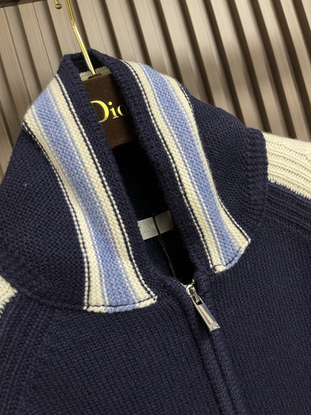 🛒🛒Dior 学院风开衫夹克外套，蓝色和米色平纹针织毛毡面料 Christian Dior Coutur