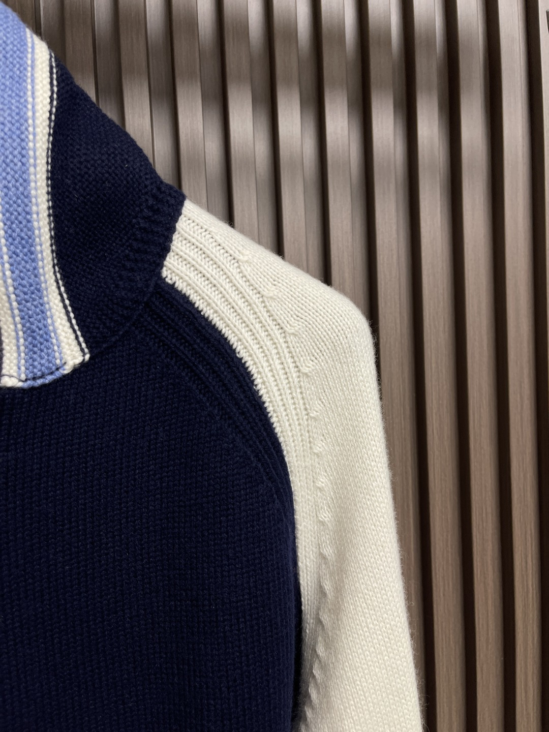 🛒🛒Dior 学院风开衫夹克外套，蓝色和米色平纹针织毛毡面料 Christian Dior Coutur