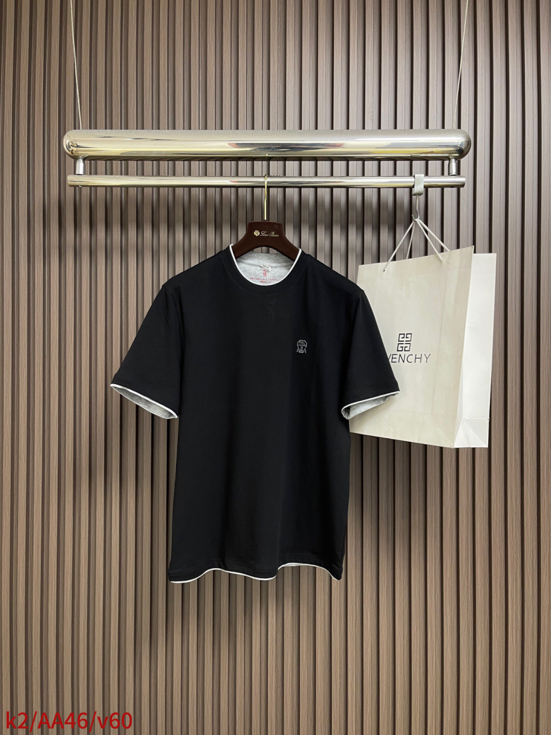 🛒🛒Brunello Cucinelli BC 胸前刺绣假两件圆领短袖T恤，2026SS早春新款短袖 男