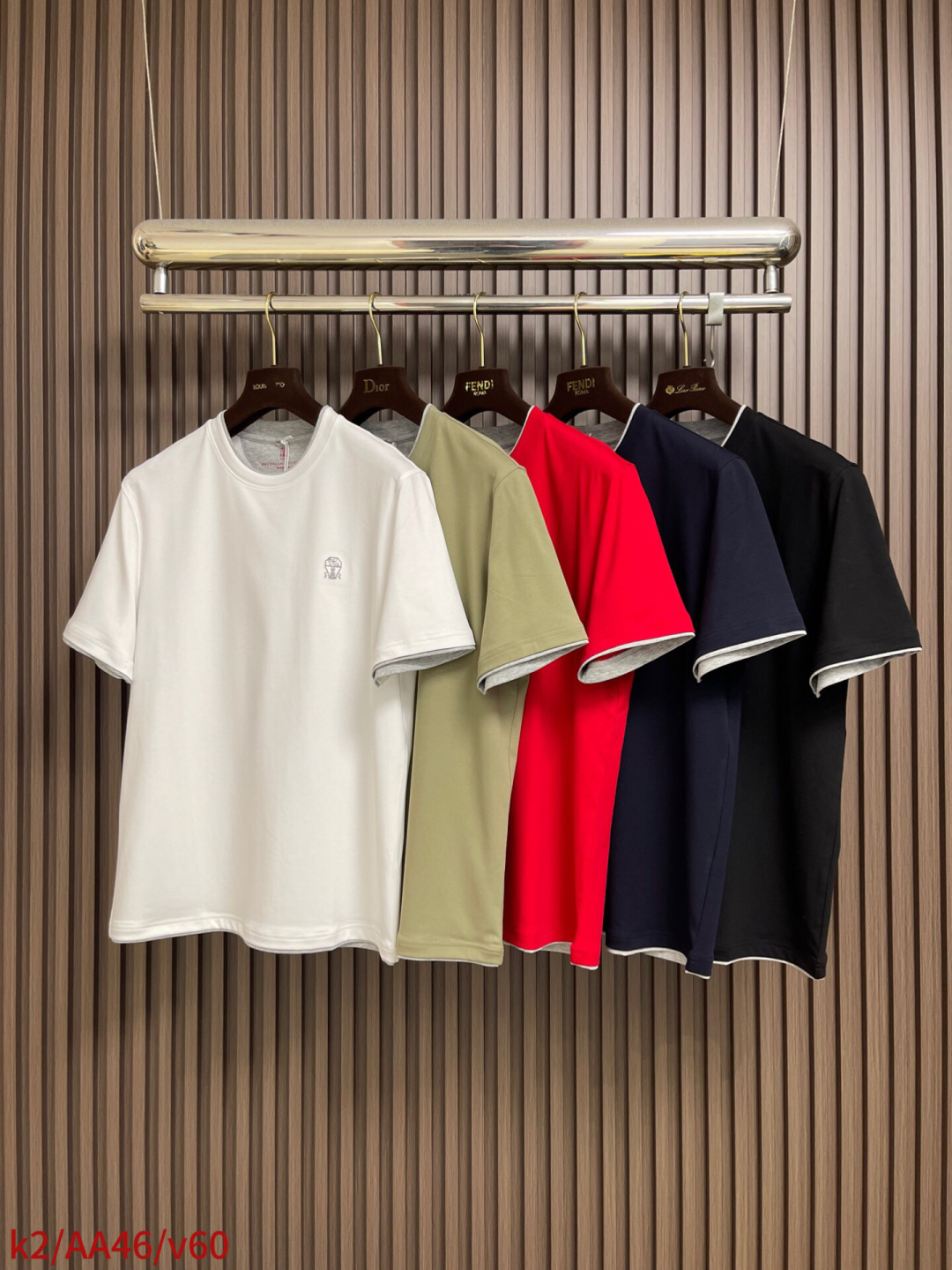 🛒🛒Brunello Cucinelli BC 胸前刺绣假两件圆领短袖T恤，2026SS早春新款短袖 男