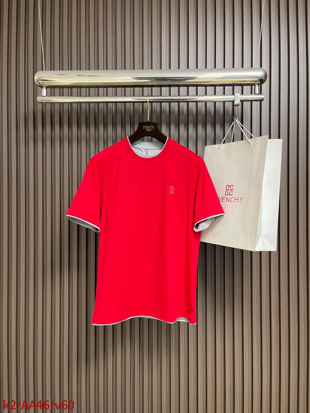 🛒🛒Brunello Cucinelli BC 胸前刺绣假两件圆领短袖T恤，2026SS早春新款短袖 男