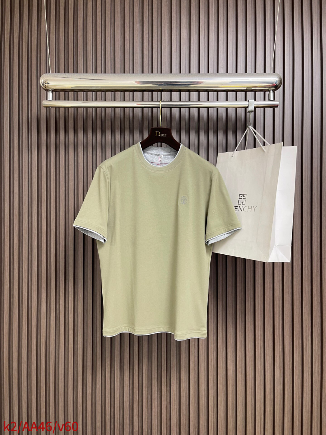 🛒🛒Brunello Cucinelli BC 胸前刺绣假两件圆领短袖T恤，2026SS早春新款短袖 男