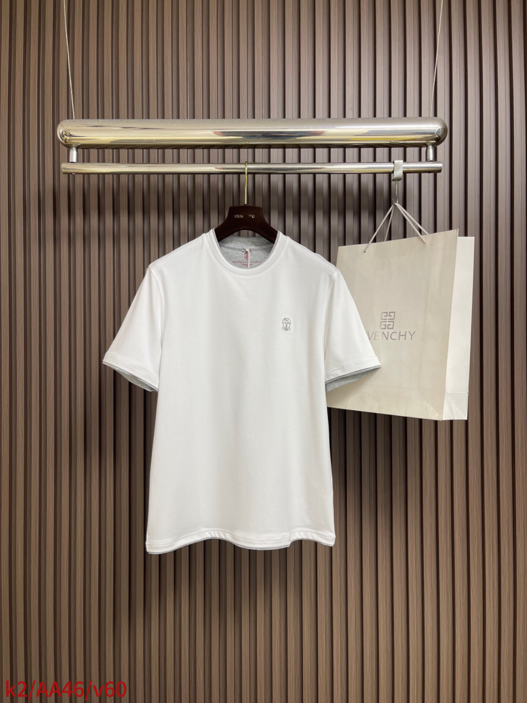 🛒🛒Brunello Cucinelli BC 胸前刺绣假两件圆领短袖T恤，2026SS早春新款短袖 男