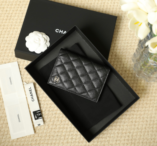 Chanel Classic Passport Holder Caviar Leather Black Light Gold Hardware 1 Chanel Classic Passport Holder Caviar Leather Black Light Gold Hardware