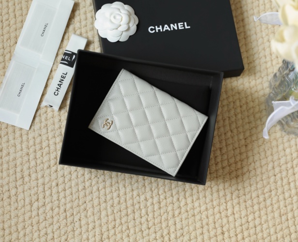Elegant Chanel Classic Passport Holder in Grey with Gold Hardware, Small Size 1 Elegant Chanel Classic Passport Holder in Grey with Gold Hardware, Small Size