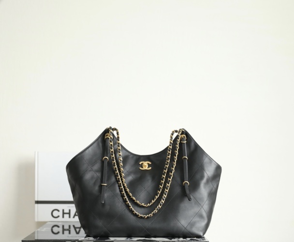 Chanel 25s Spring Summer Bat Shopping Bag Small Black with Gold Chain 1 Chanel 25s Spring Summer Bat Shopping Bag Small Black with Gold Chain