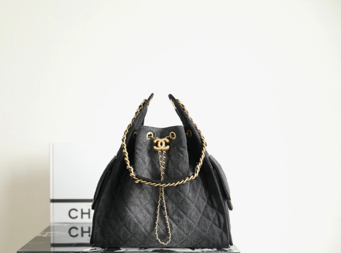 Chanel 25 Bag Denim Black Medium, Spring/Summer Collection - Hobo Style 1 Chanel 25 Bag Denim Black Medium, Spring/Summer Collection - Hobo Style
