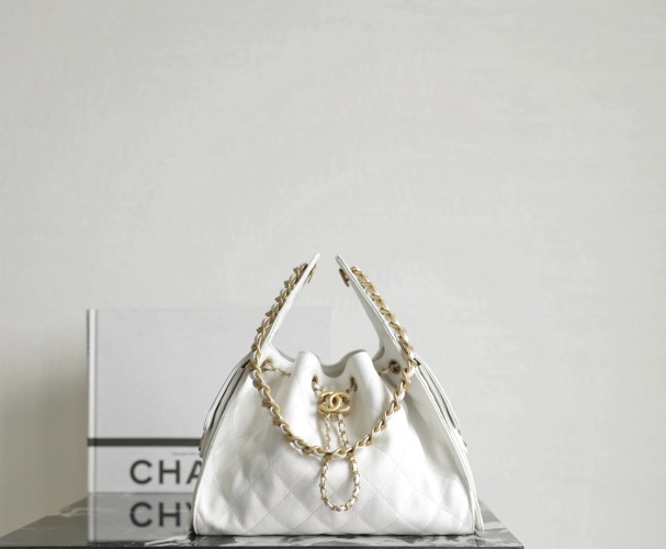 Chanel 25 Bag Hippie Hobo Small White Impala Leather-C-581 1 Chanel 25 Bag Hippie Hobo Small White Impala Leather-C-581