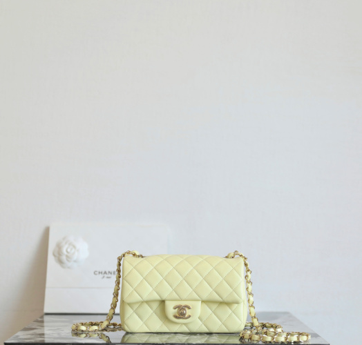 Chanel 25s Spring/Summer CF Mini Flap Bag in Chick Yellow Lambskin Leather 1 Chanel 25s Spring/Summer CF Mini Flap Bag in Chick Yellow Lambskin Leather