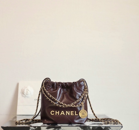 Chanel 22 Mini Bag Anti-ba Leather Chocolate Color 1 Chanel 22 Mini Bag Anti-ba Leather Chocolate Color