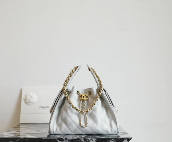 Chanel 125 Bag Hippie Hobo Small Light Gray Impala Leather with Gold Hardware 1 Chanel 125 Bag Hippie Hobo Small Light Gray Impala Leather with Gold Hardware