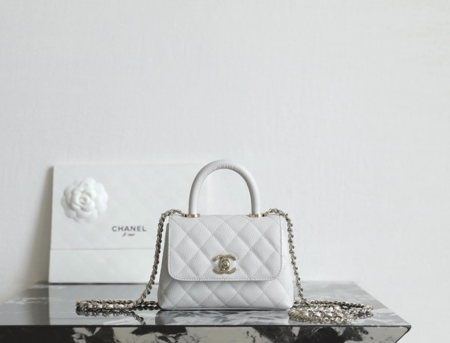 Chanel Mini Coco Handle Bag Light Gray Impala Leather Gold Hardware 1 Chanel Mini Coco Handle Bag Light Gray Impala Leather Gold Hardware