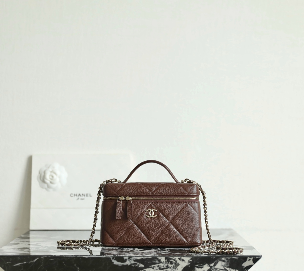 Chanel 19 Handbag: Chocolate Brown Quilted Leather, Gold Hardware, 17 cm
