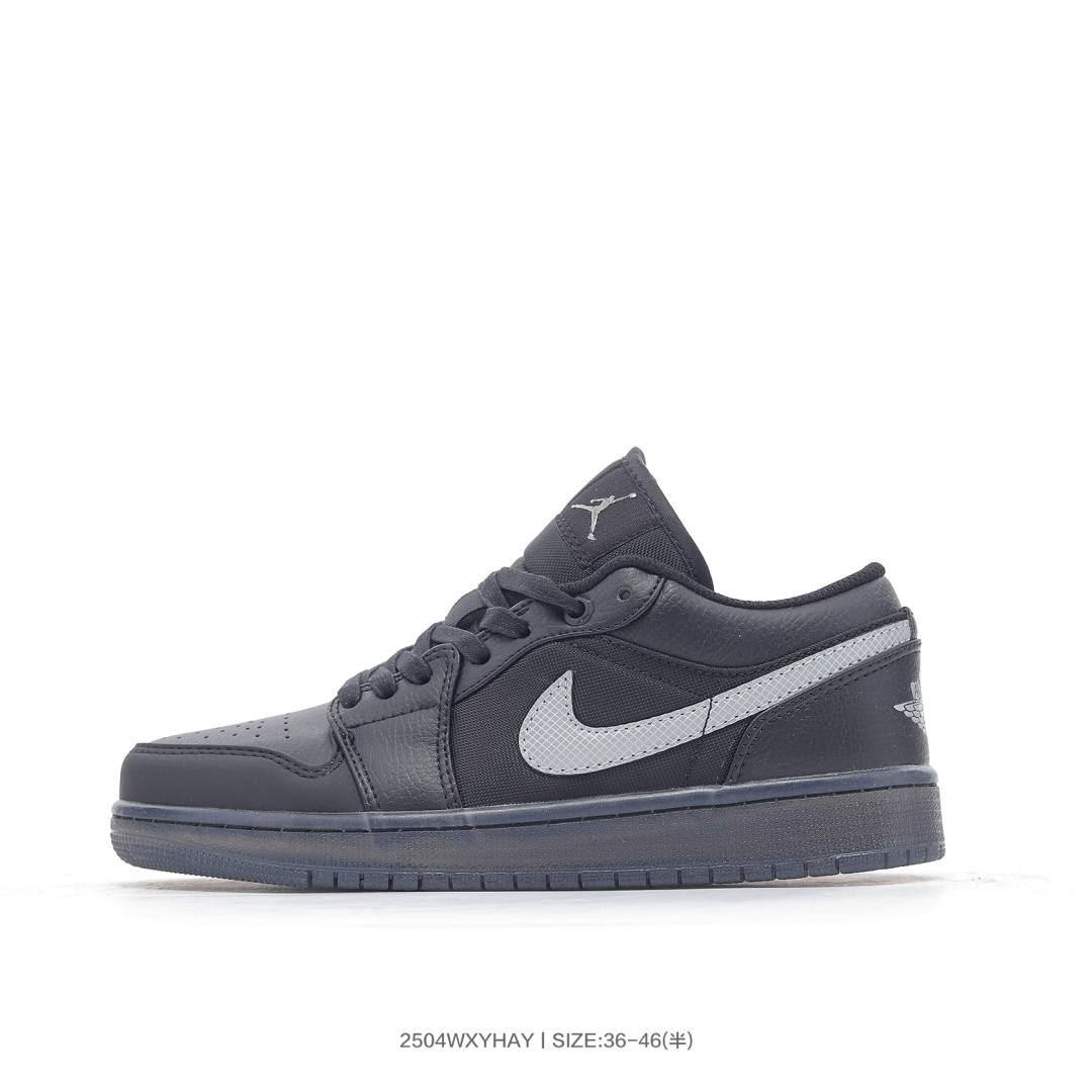 格子黑银HV5968-001 乔丹Air Jordan 1 Low AJ1 乔1黑白帆皮拼接 低帮文化篮球鞋 编号:2504WXYHAY