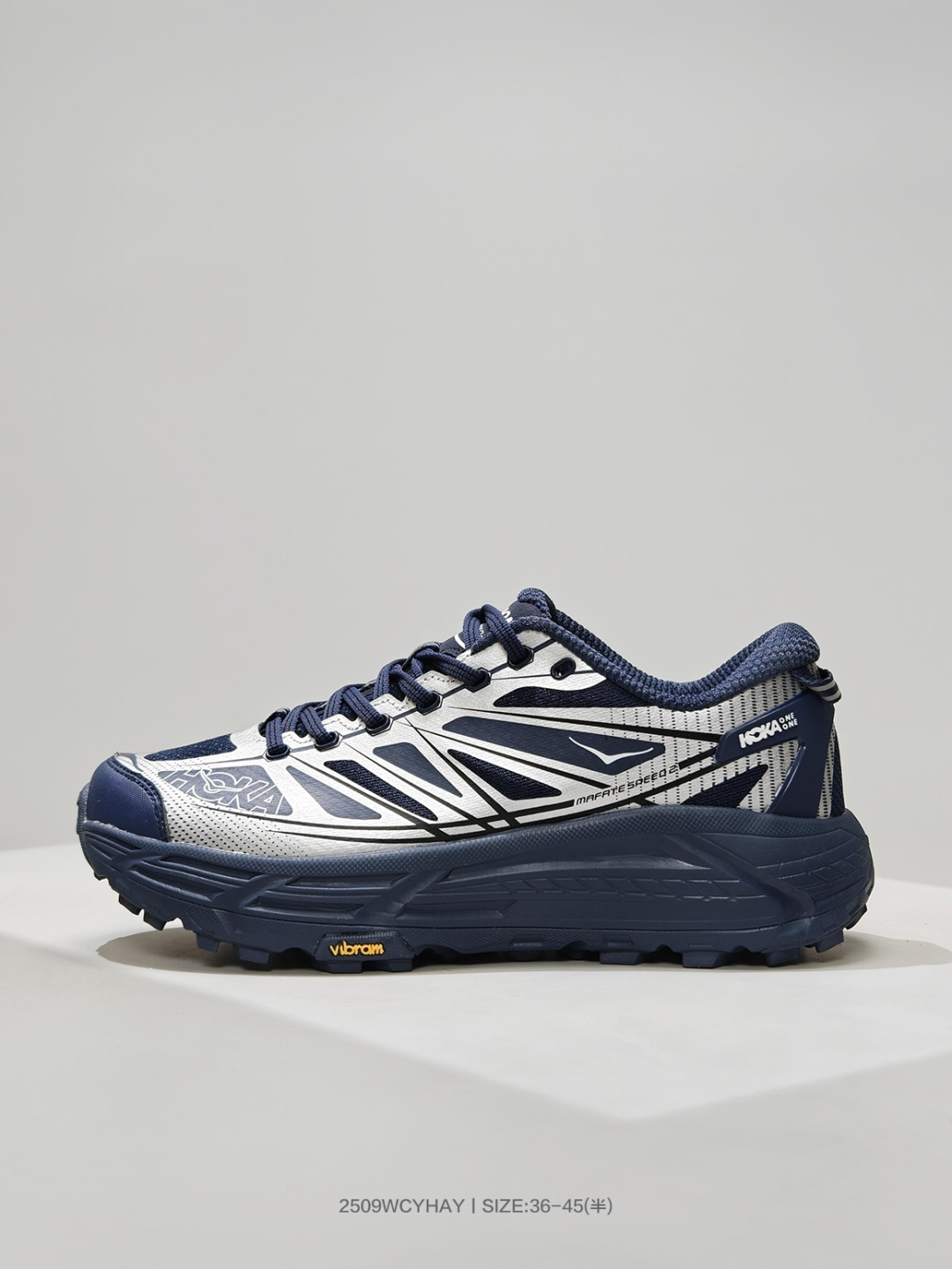 Hoka Mafate Speed 2 超轻厚底轻量山地跑步鞋 原装轻量化材料Fresh Foam 超轻量中底全部用料过3C认证 滚动平衡科技减少33%能量消耗 货号: 1126851 VYNV 编号:2509WCYHAY