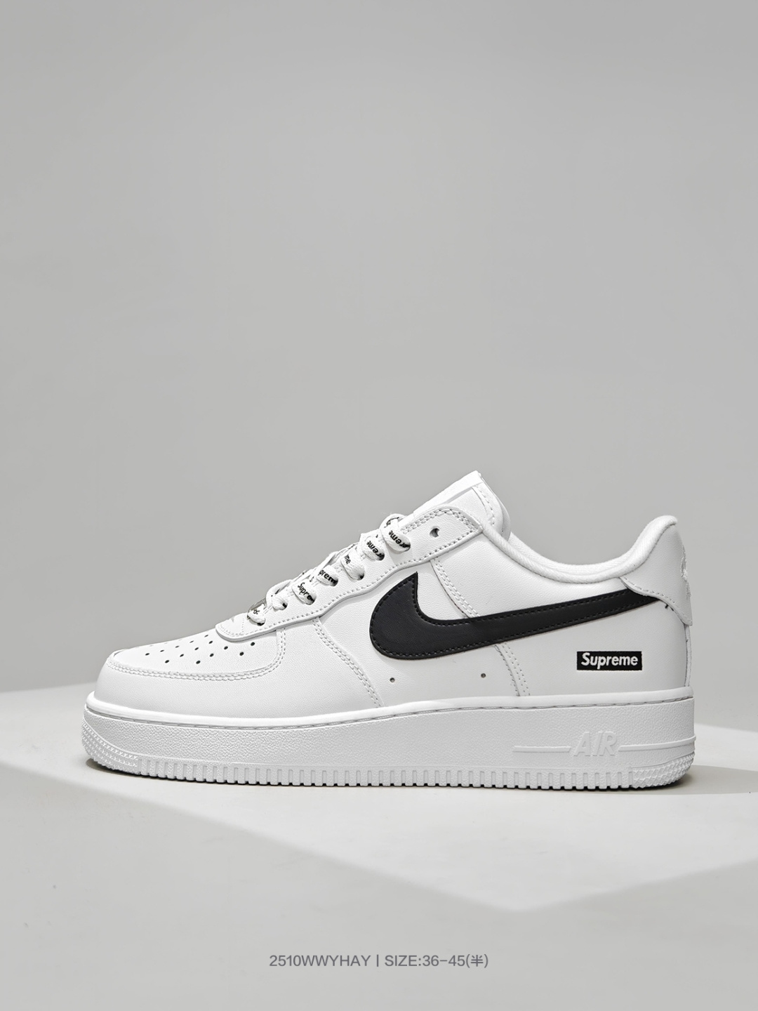 💰110
耐克 NIke Air Force 1 "07 Low 空军一号 “白黑勾Supreme” 低帮 运动鞋 休闲鞋  货号：CU9225-102

码数：36 36.5 37.5 38 38.5 39 40 40.5 41 42 42.5 43 44 44.5 45
编号：2510WWYHAY