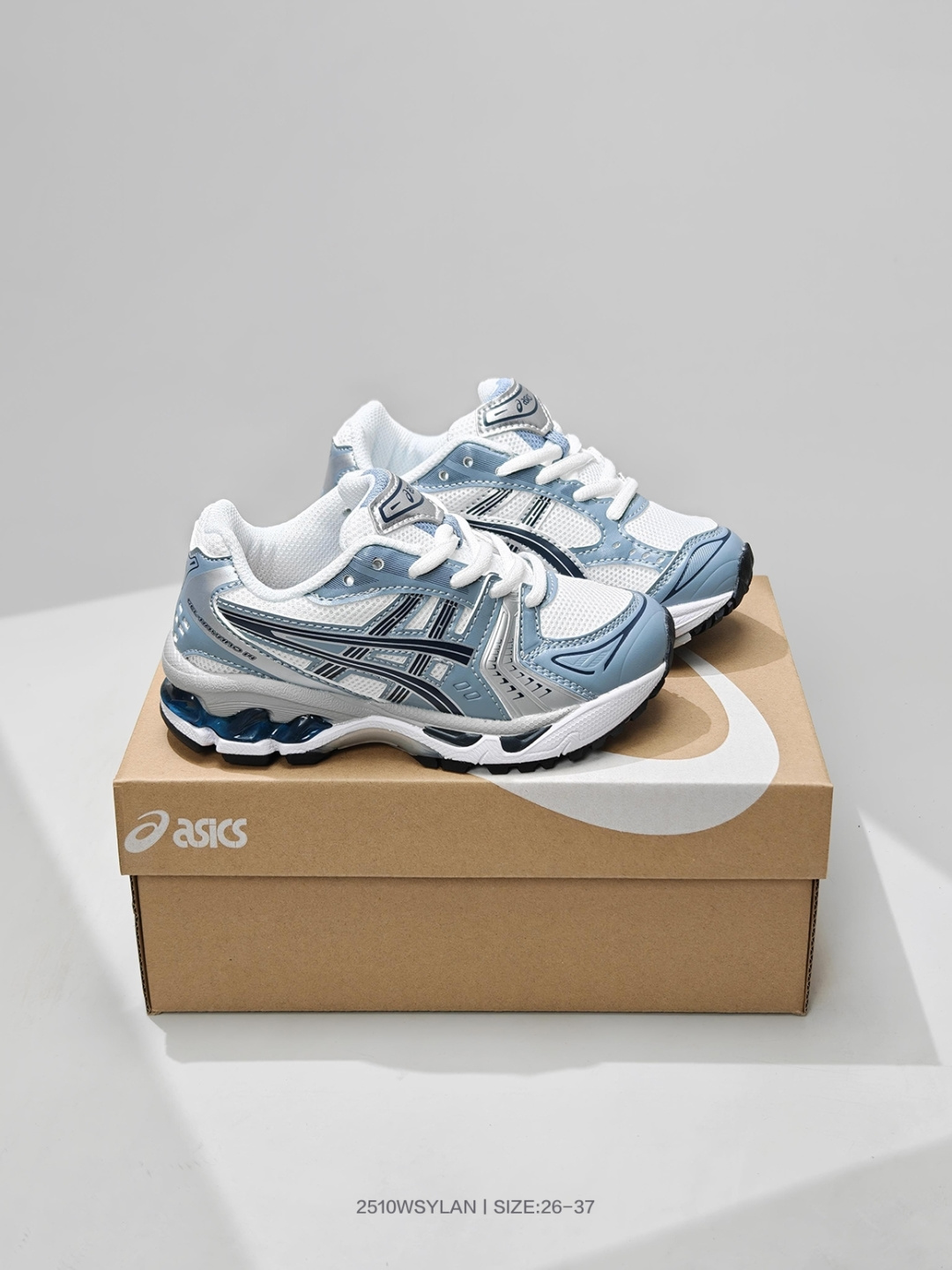 🈴💰130
童鞋！Asics Gel-Kayano 14 亚瑟士14代 纳米纤维气垫百搭休闲运动慢跑鞋 1203A537 106

码数：26 27 28 29 30 31 32 33 34 35 36 37
编号：2510WSYLAN