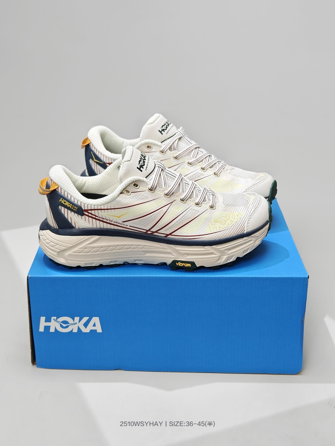 Hoka Mafate Speed 2 超轻厚底轻量山地跑步鞋 原装轻量化材料Fresh Foam 超轻量中底全部用料过3C认证 滚动平衡科技减少33%能量消耗 货号: 1126851 ALK 编号:2510WSYHAY