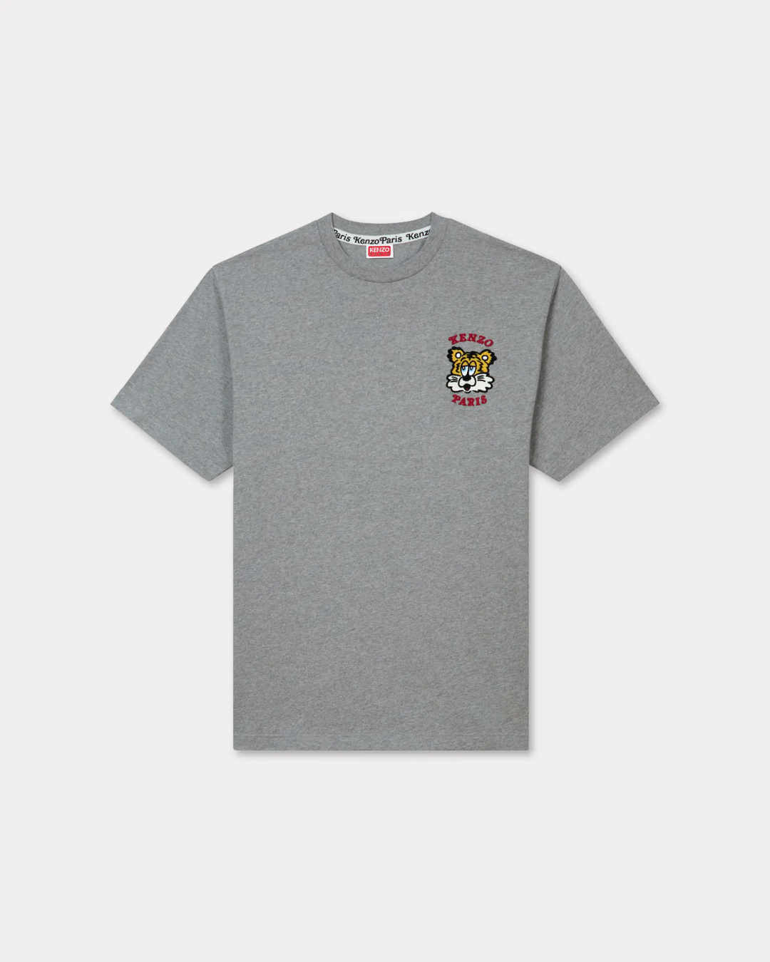 P128 KENZO camiseta unisex de cuello redondo de algodón suelto con bordado de cinta y logotipo de la marca, bordado pes…