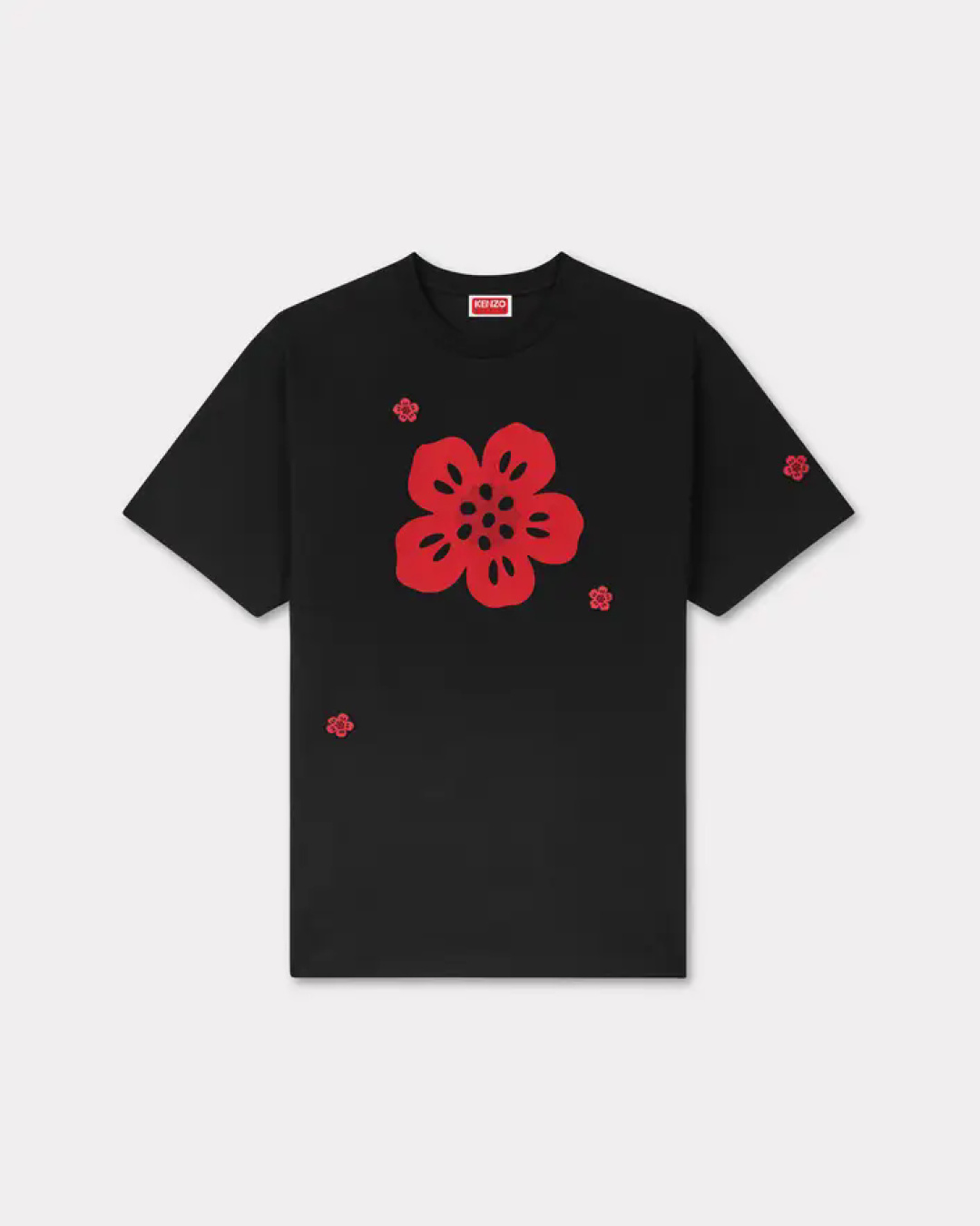 P135 Kenzo camiseta de cuello redondo con bordado de múltiples parches de flor de begonia, unisex para hombre y mujer. …