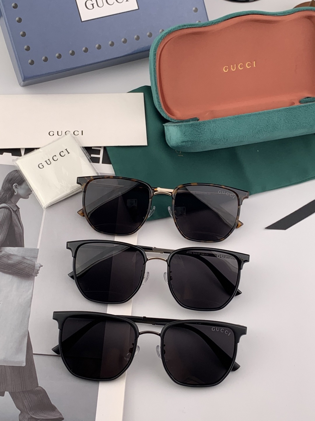 Gucci 🔥 高品质男女款墨镜 👍 进口宝丽来偏光镜片 🔥蛤蟆镜 开车钓鱼都可 🔥百搭显瘦墨镜韩版男士