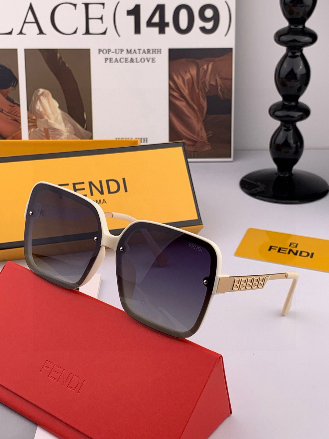 🔺 【芬迪】2025开春新款 潮流爆款 时尚方框偏光太阳镜 高品质 佩戴舒适 网红潮款墨镜 女士高清偏光