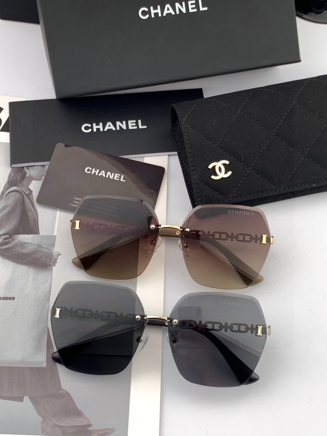 🔺 【香奈儿】2025开春新款 潮流爆款 时尚方框太阳镜 高品质 佩戴舒适 网红潮款墨镜 女士高清太阳镜