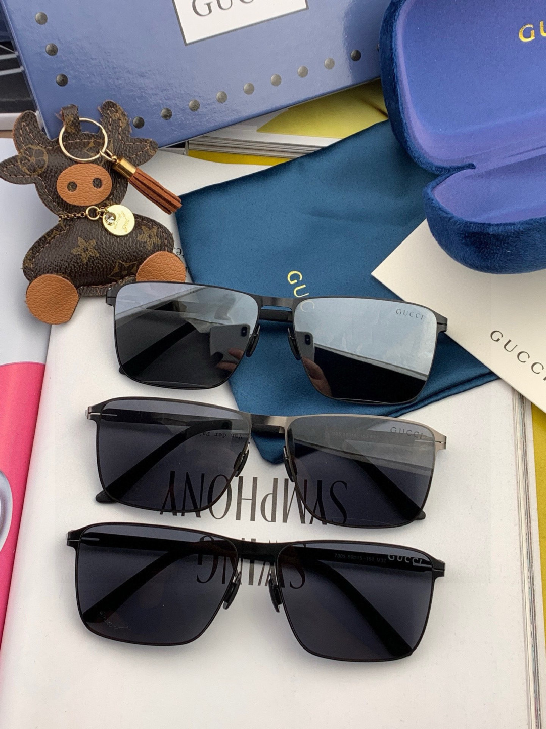 GUCCI 男款炫彩飞行员偏光太阳镜 ❤️材质：高清尼龙加厚卡槽高清偏光镜片 🌹无边框镜架💕颜👍型号：G