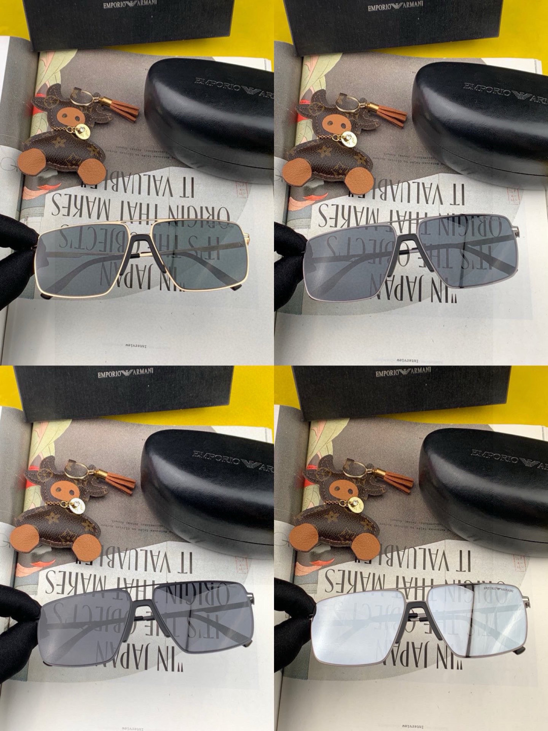 阿玛尼男款炫彩飞行员偏光太阳镜 ❤️材质：高清尼龙加厚卡槽高清偏光镜片 🌹无边框镜架💕颜👍型号：A823