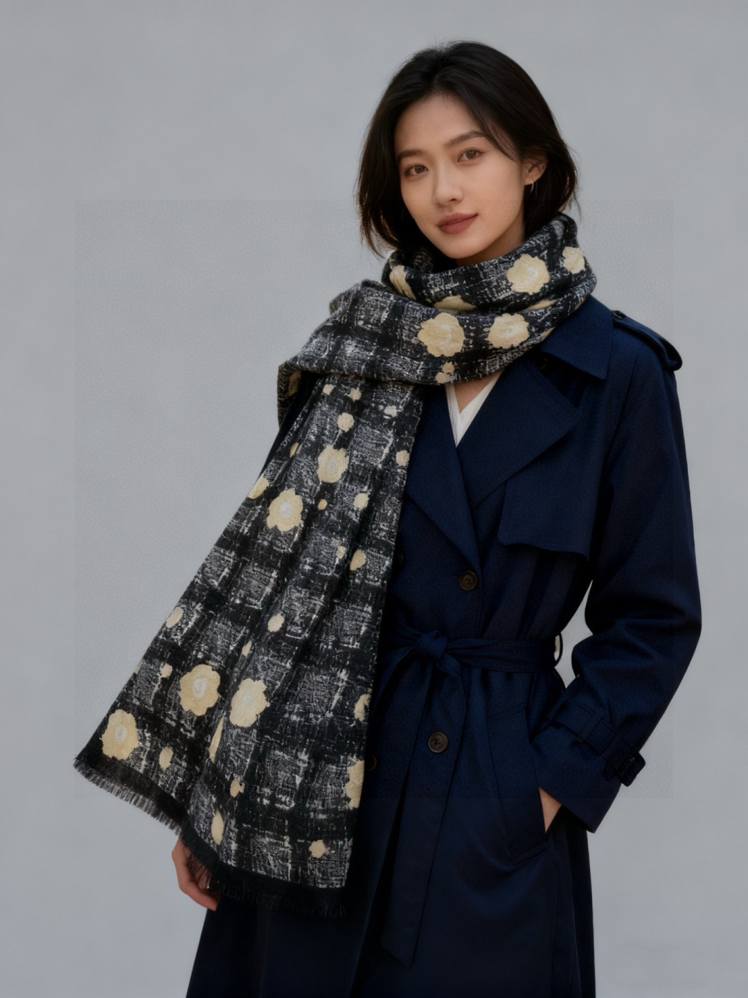 NO:642733,A shiny scarf. New customer-supplied sequined cashmere fabric long scarf. So beautiful [crying] [Colorful Camellia Silver Thread Long Scarf] is on sale at the imperial palace-level new counter. The unique design style of pure cashmere silver thread plus the classic LOGO pattern printing of Fu Xiangjia is extremely beautiful. Really. The upper body is extremely luxurious and high-end. Rare ~ little expensive ~ you can decide whether it looks good or not. Size 110x200cm  Large long scarf, top quality pure cashmere high version scarf, high version scarf, chanel19860909会发光发亮的围巾 新款客供亮片羊绒面料长巾 美翻了[流泪]【彩色山茶花银线长巾】御用殿堂级极新款专柜在售 纯羊绒银线独特设计风格加上富有香家经典LOGO图案印花 美丽至极 真的 上身极为奢华上档次 稀有～小贵～好看不好看自己看吧 尺寸110x200cm 大长巾,顶级纯羊绒高版本围巾,高版本围巾,chanel,scarf