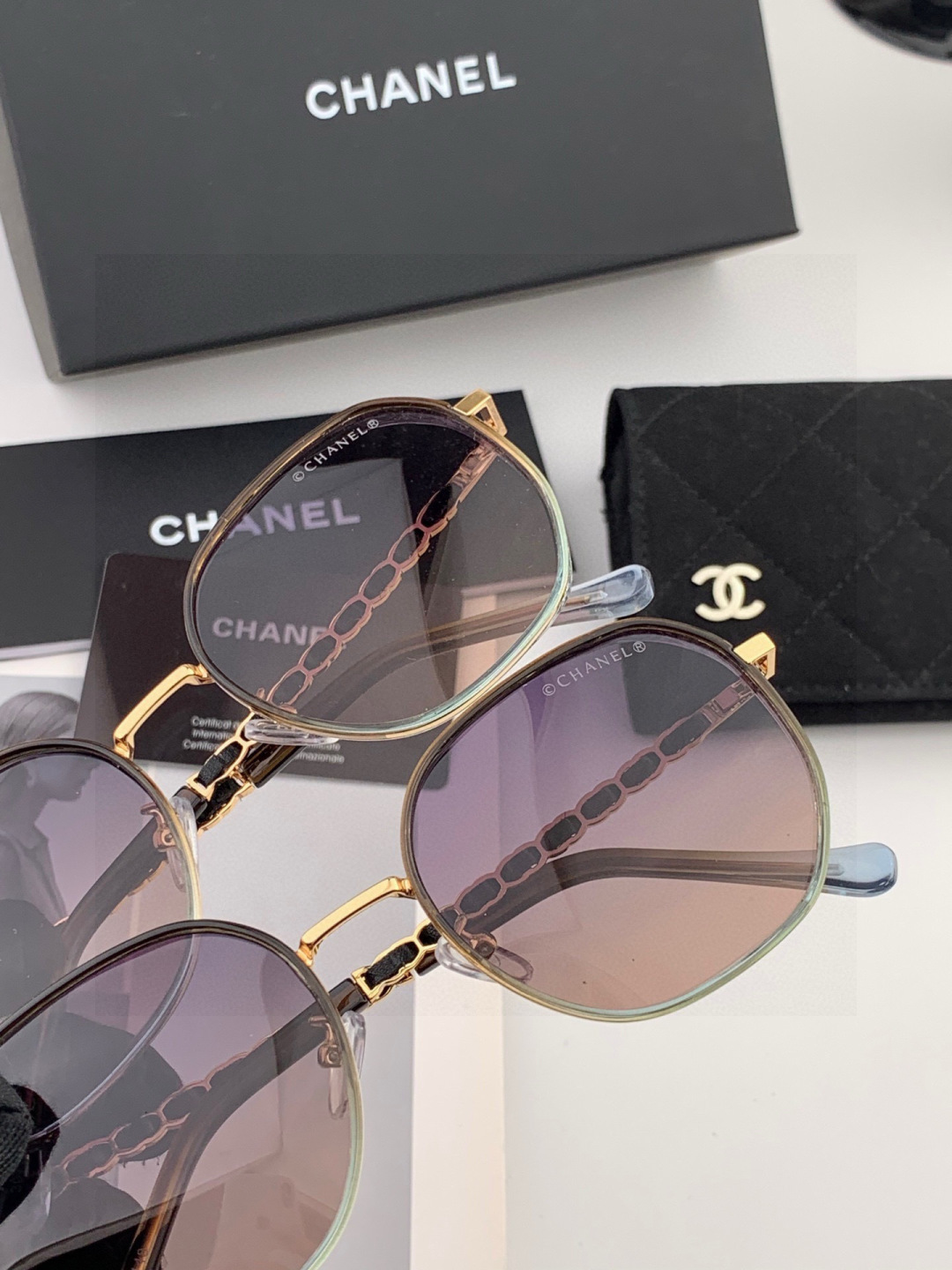 【CHANEL】香奈儿 新款尼龙偏光太眼镜，无框钻石 切边更有质感，大气女人范儿，大脸小脸都好看 ！型号