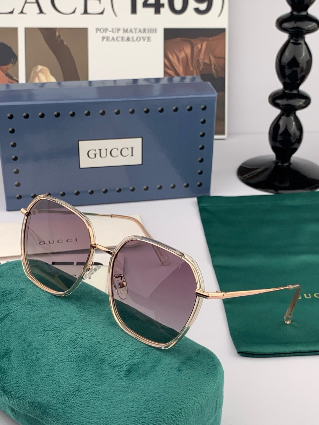 GUCCI 2025开春新款太阳镜 各路网红纷纷带起气场满分‼️ 俏皮甜美.上脸效果更佳.金属质感超好 