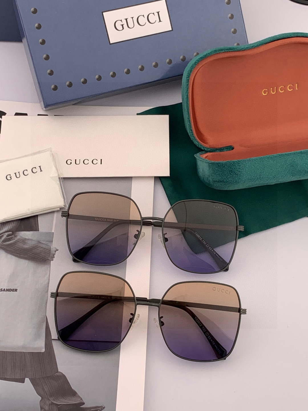 GUCCI 2025开春新款 最新款方框太阳镜 各路网红纷纷带起气场满分‼️ 俏皮甜美.上脸效果更佳.金