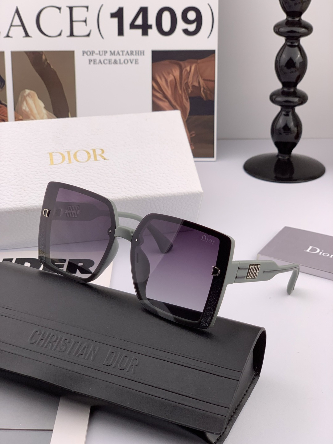 【DIOR-迪奥】开春新款 潮流爆款 时尚方框偏光太阳镜 高品质 佩戴舒适 网红潮款墨镜 型号 CD09