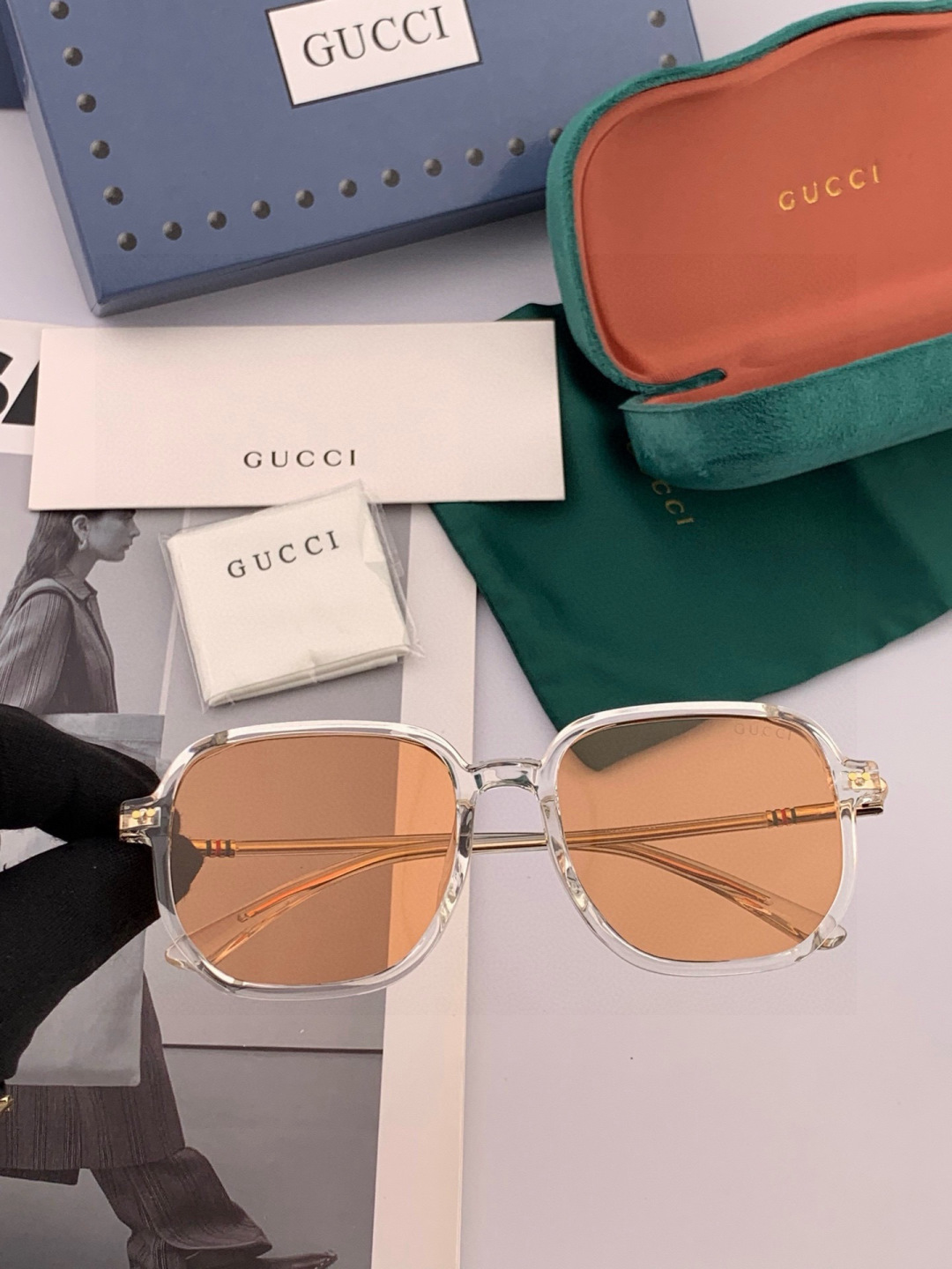 【TR偏光系列】Gucci 经典的方框设计，不挑脸型，无论搭配大衣还是连衣裙都非常显气质尼龙偏光镜片预防