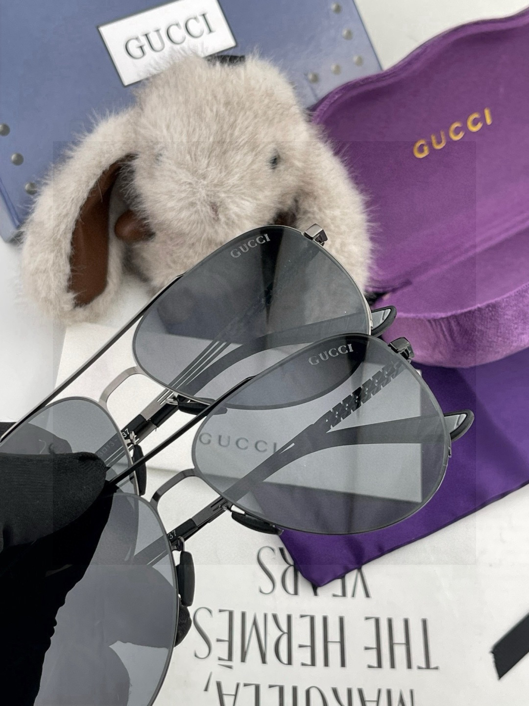 GUCCI 男款炫彩飞行员偏光太阳镜 ❤️材质：高清尼龙加厚卡槽高清偏光镜片 🌹无边框镜架💕颜👍型号：G