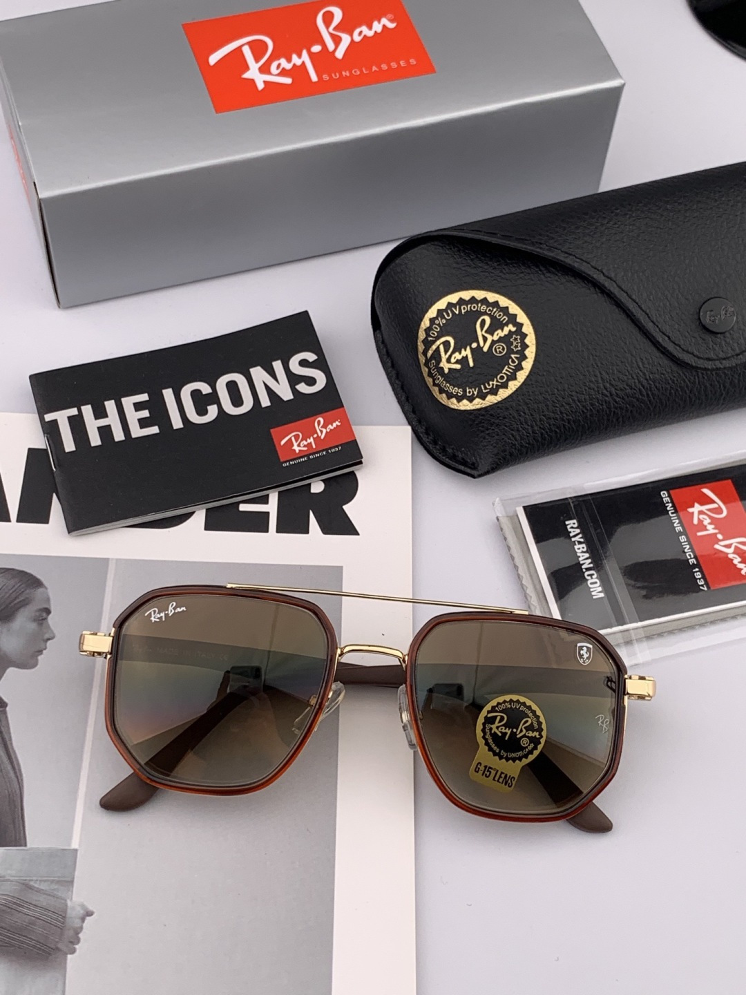 官方同步 品牌:雷朋经典男女士玻璃太阳镜 材质：美国宝丽来高清防爆钢化玻璃镜片 型号：RB3433