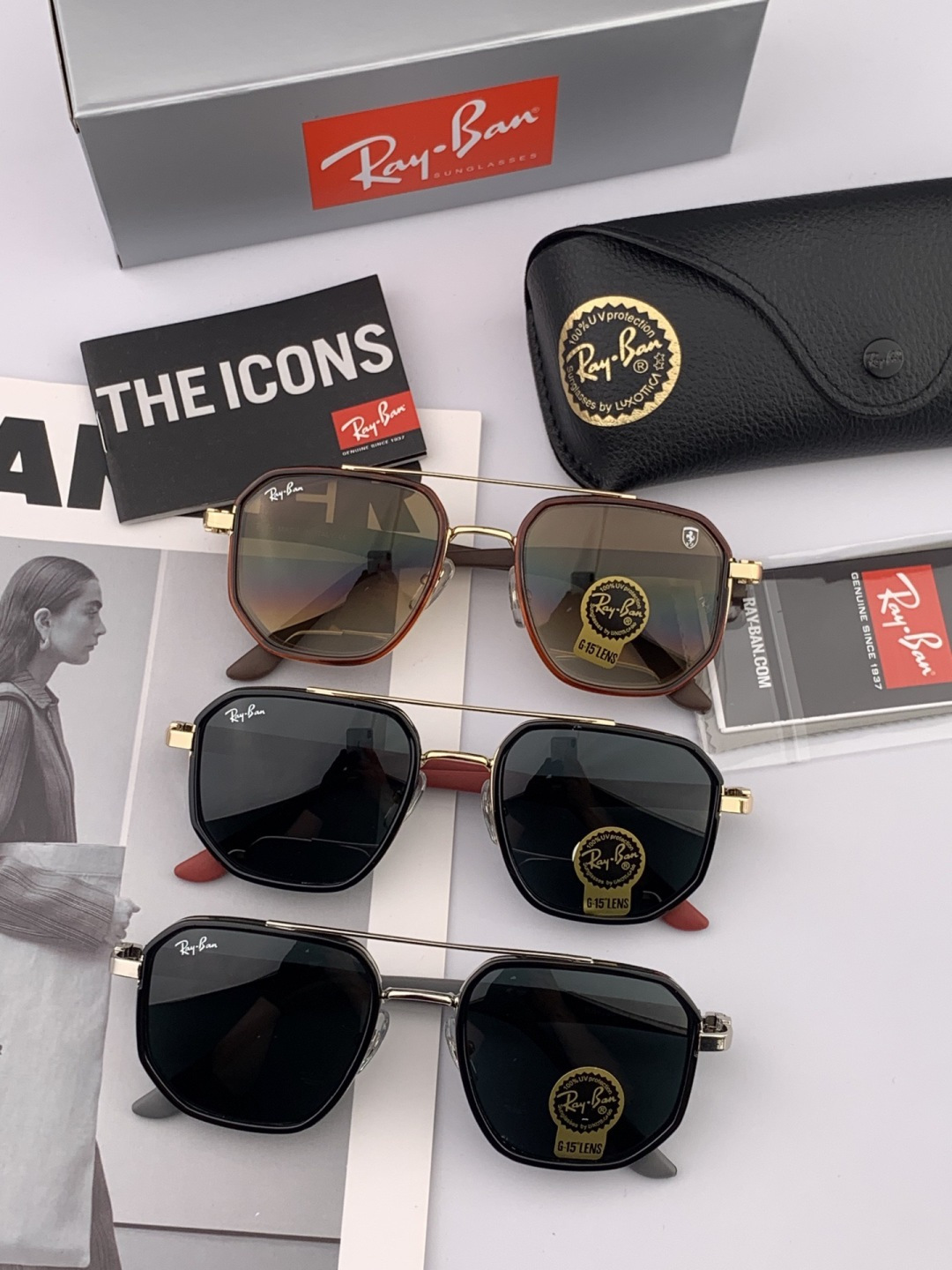 官方同步 品牌:雷朋经典男女士玻璃太阳镜 材质：美国宝丽来高清防爆钢化玻璃镜片 型号：RB3433