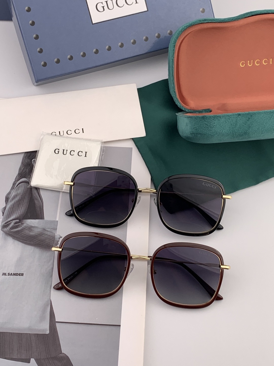 GUCCI 2025开春新款 最新款方框太阳镜 各路网红纷纷带起气场满分‼️ 俏皮甜美.上脸效果更佳.金