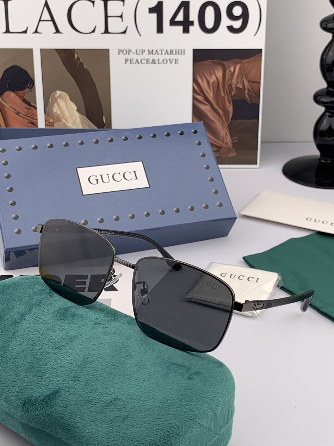 GUCCI 男款炫彩飞行员偏光太阳镜 ❤️材质：高清尼龙加厚卡槽高清偏光镜片 🌹无边框镜架💕颜👍型号：G