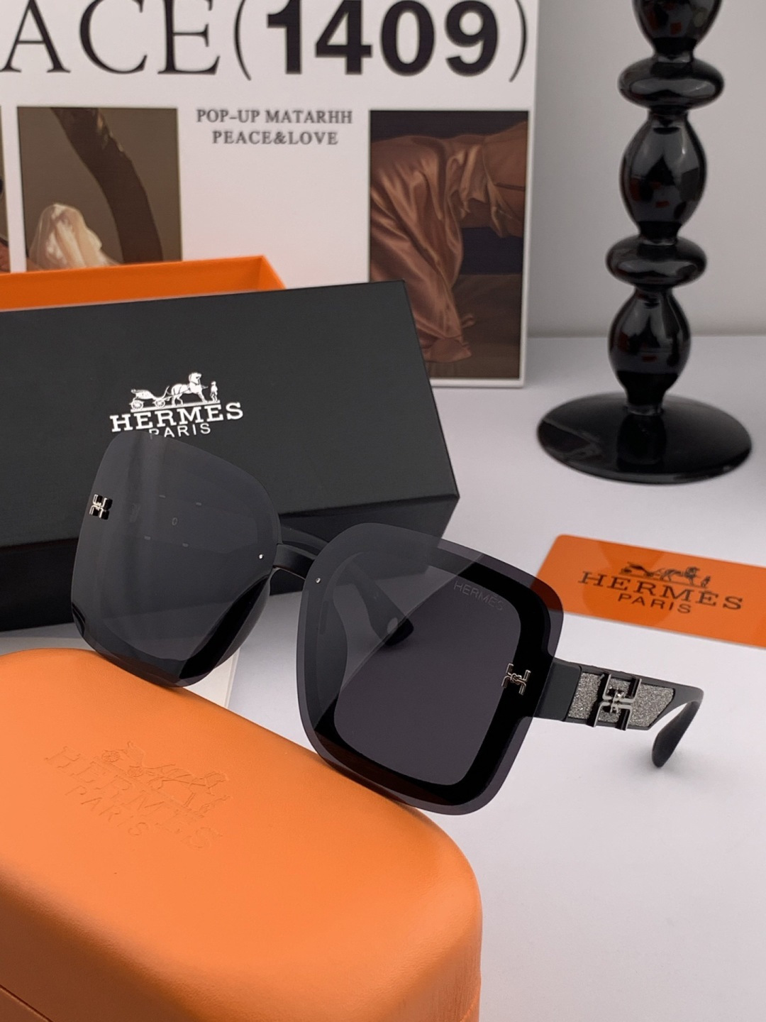 【TR偏光系列】爱马仕 经典的方框设计，不挑脸型，无论搭配大衣还是连衣裙都非常显气质尼龙偏光镜片预防紫外