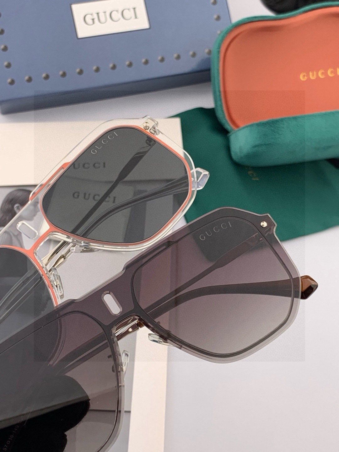 GUCC* 2025 新款男女情侣款太阳iP电镀永不褪色 卖点：超轻超有弹性整幅眼镜片：高清尼龙偏光镜片
