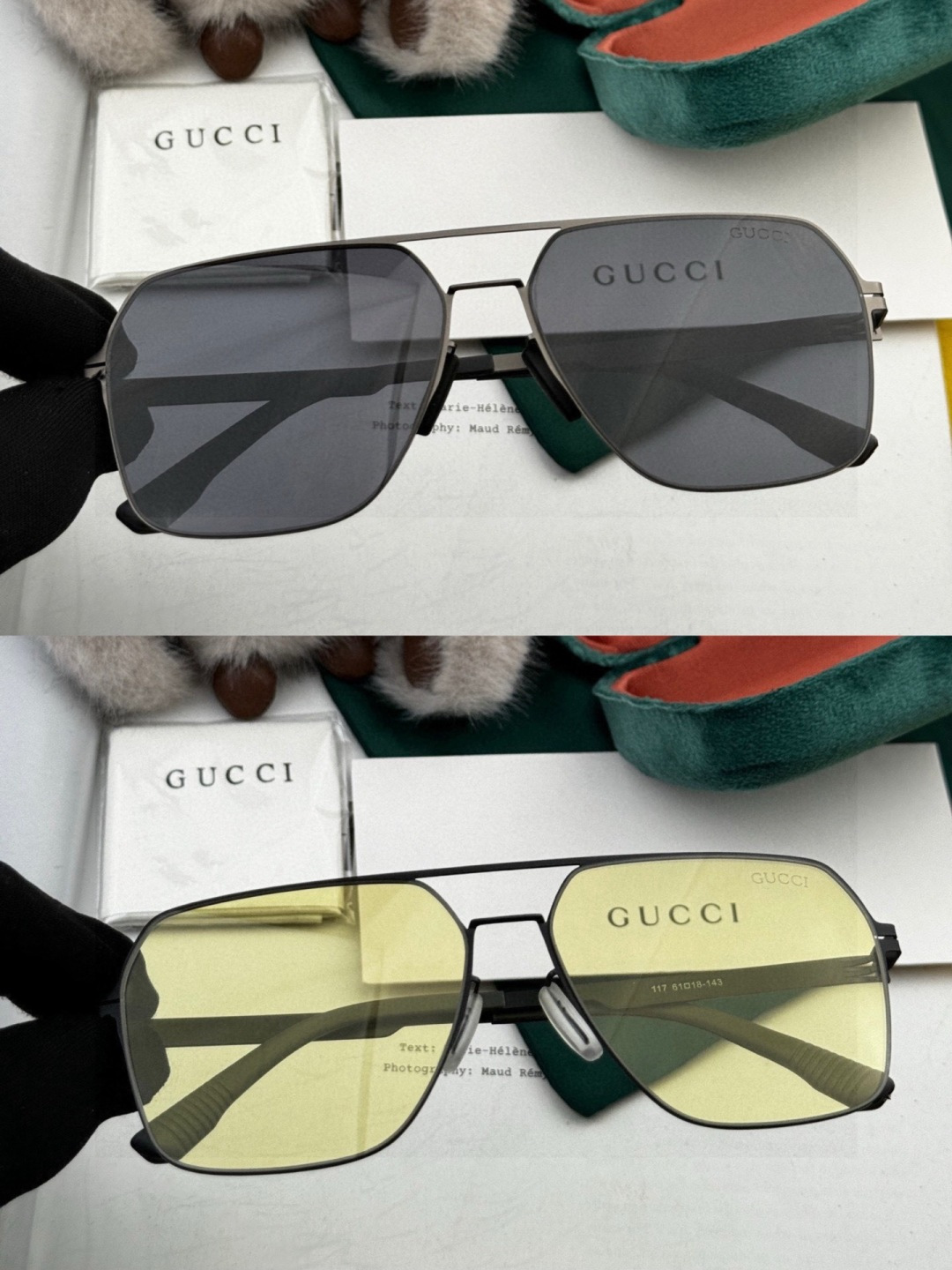 GUCC* 2025 新款男女情侣款太阳iP电镀永不褪色 卖点：超轻超有弹性整幅眼镜无螺丝重要的是压不坏