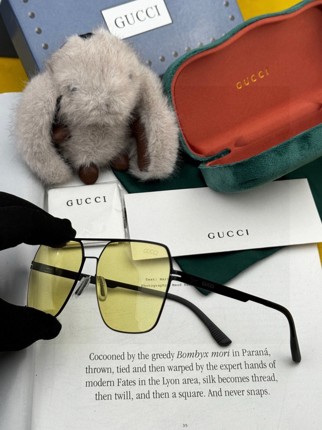 GUCC* 2025 新款男女情侣款太阳iP电镀永不褪色 卖点：超轻超有弹性整幅眼镜无螺丝重要的是压不坏