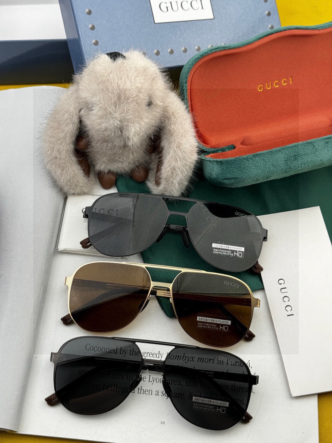 GUCC* 2025 新款男女情侣款太阳iP电镀永不褪色 卖点：超轻超有弹性整幅眼镜无螺丝重要的是压不坏