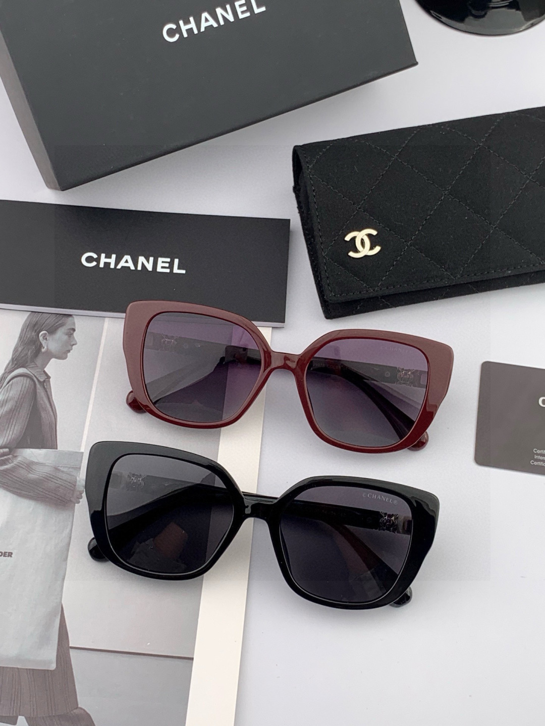 【CHANEL】香奈儿 2025新款潮流爆款 时尚方框太阳镜 佩戴舒适 网红潮款墨镜 女士高清加厚偏光太