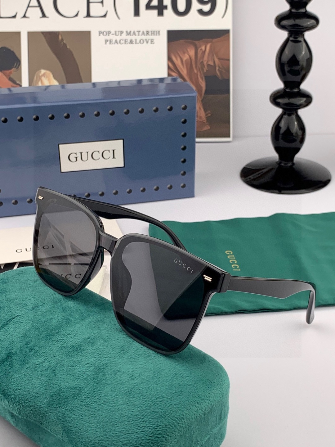 🔺 【GUCCI-尼龙太阳镜】2025开春新款 潮流爆款 时尚方框连体太阳镜 高品质 佩戴舒适 网红潮款