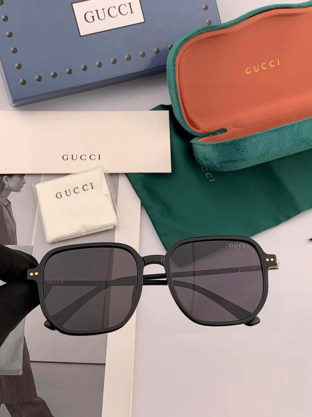 【TR偏光系列】Gucci 经典的方框设计，不挑脸型，无论搭配大衣还是连衣裙都非常显气质尼龙偏光镜片预防