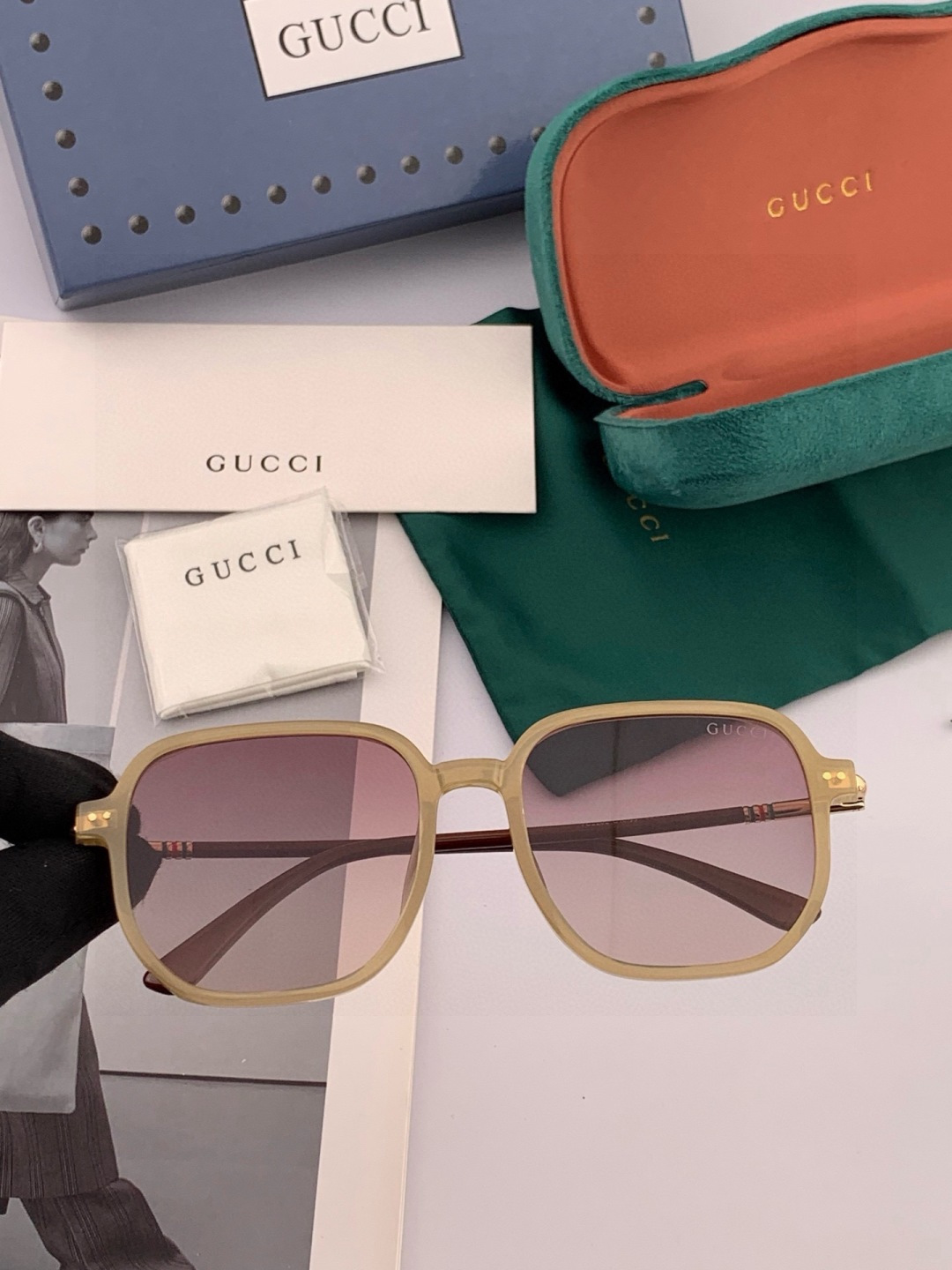 【TR偏光系列】Gucci 经典的方框设计，不挑脸型，无论搭配大衣还是连衣裙都非常显气质尼龙偏光镜片预防